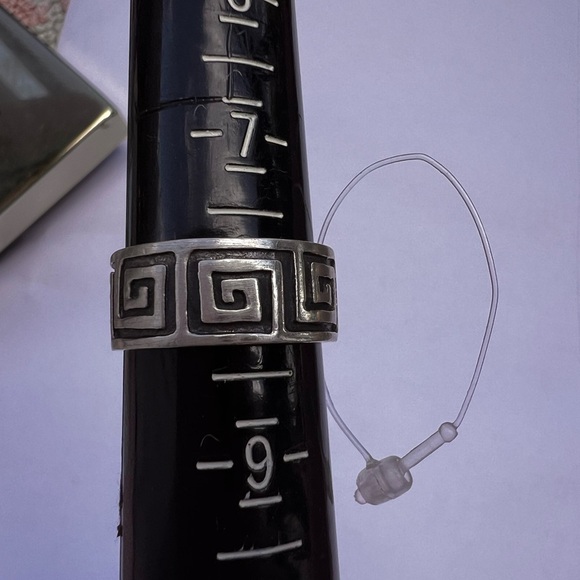 SILVER 925 GREEK KEY WIDE RING SIZE US 7.75 - Picture 5 of 5